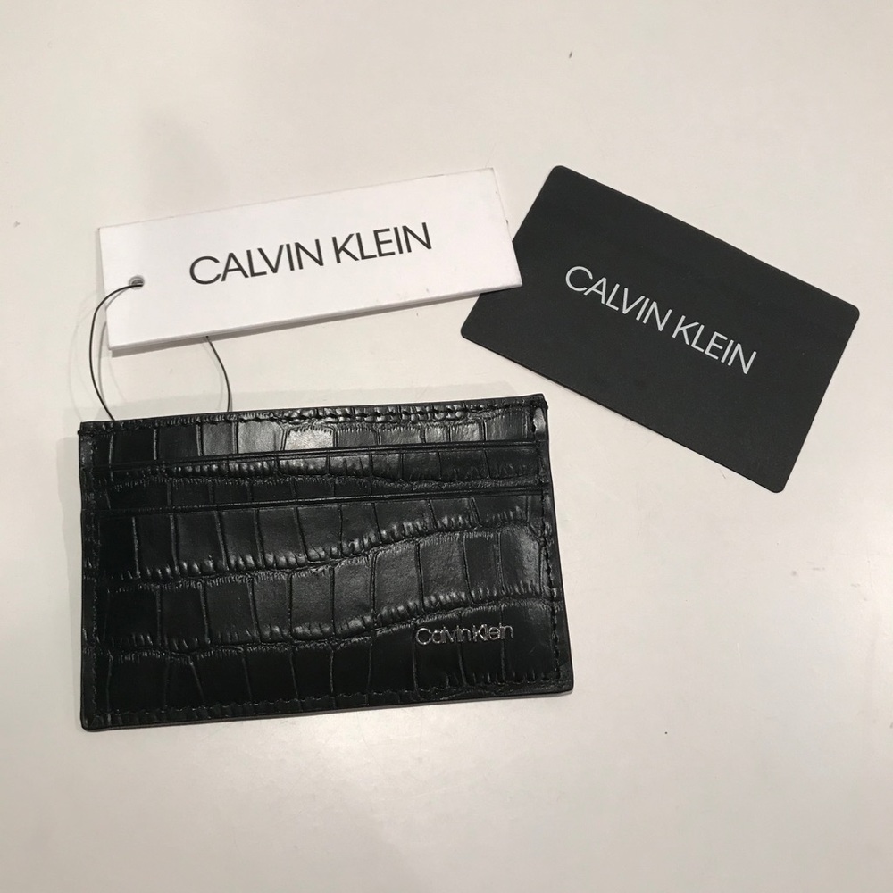 Calvin Klein Crocodile Embossed Leather card case